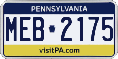 PA license plate MEB2175