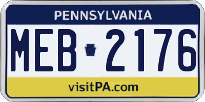 PA license plate MEB2176