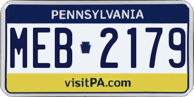 PA license plate MEB2179
