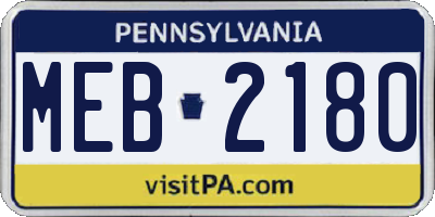 PA license plate MEB2180