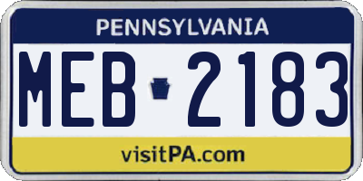PA license plate MEB2183