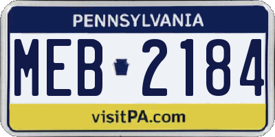 PA license plate MEB2184