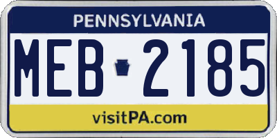 PA license plate MEB2185