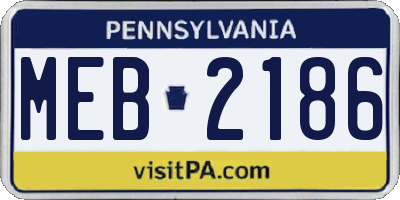 PA license plate MEB2186