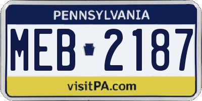 PA license plate MEB2187