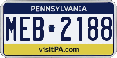 PA license plate MEB2188