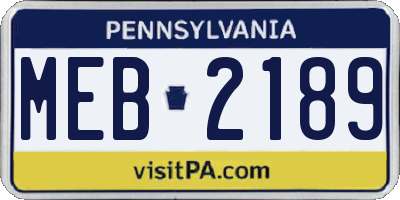 PA license plate MEB2189