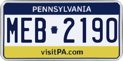 PA license plate MEB2190