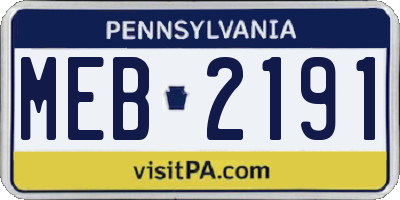 PA license plate MEB2191