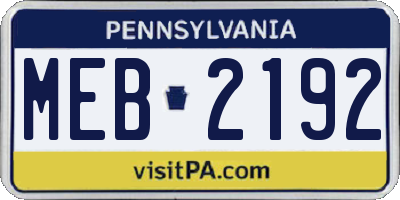 PA license plate MEB2192