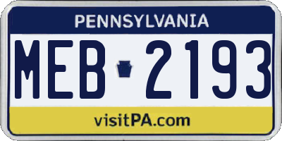 PA license plate MEB2193