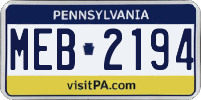 PA license plate MEB2194