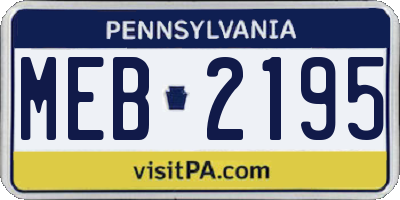 PA license plate MEB2195