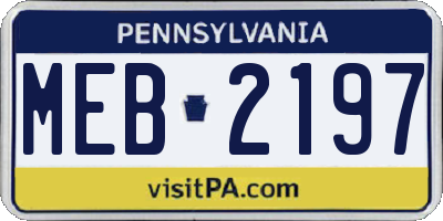 PA license plate MEB2197