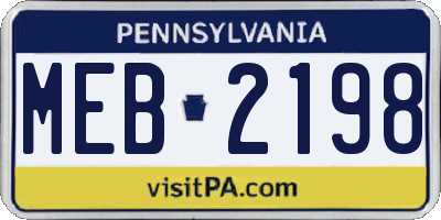 PA license plate MEB2198