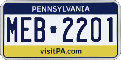 PA license plate MEB2201