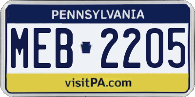 PA license plate MEB2205