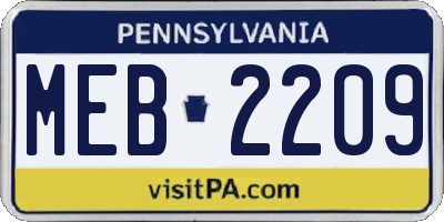 PA license plate MEB2209