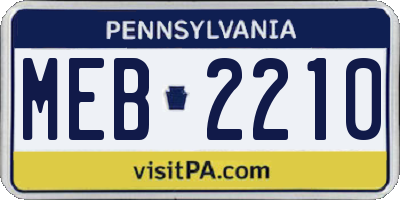 PA license plate MEB2210