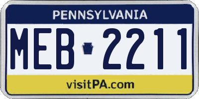 PA license plate MEB2211