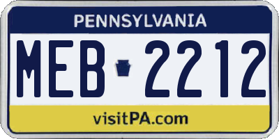 PA license plate MEB2212