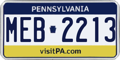 PA license plate MEB2213