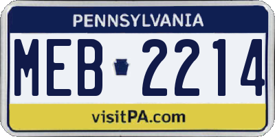 PA license plate MEB2214