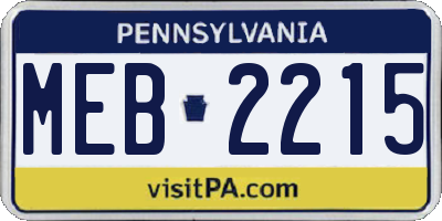PA license plate MEB2215