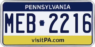 PA license plate MEB2216