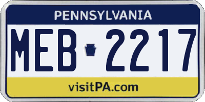 PA license plate MEB2217