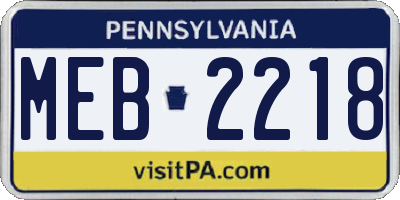 PA license plate MEB2218
