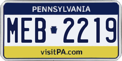 PA license plate MEB2219