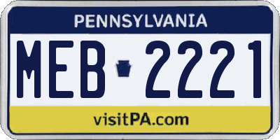 PA license plate MEB2221