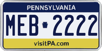 PA license plate MEB2222