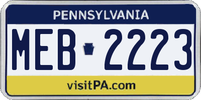 PA license plate MEB2223