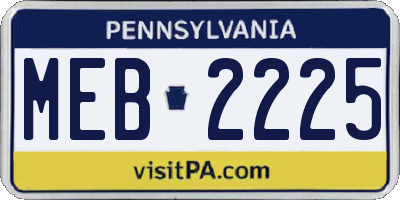 PA license plate MEB2225