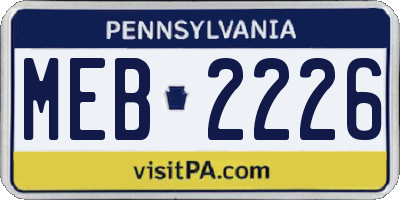 PA license plate MEB2226