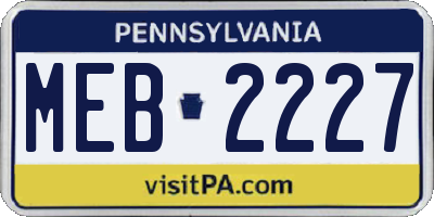 PA license plate MEB2227