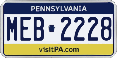 PA license plate MEB2228