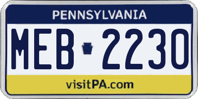 PA license plate MEB2230