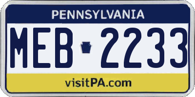 PA license plate MEB2233