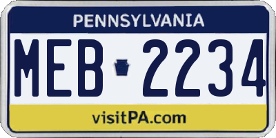 PA license plate MEB2234