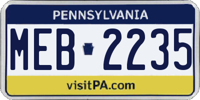 PA license plate MEB2235