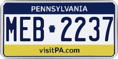 PA license plate MEB2237
