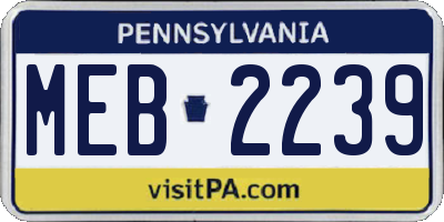 PA license plate MEB2239