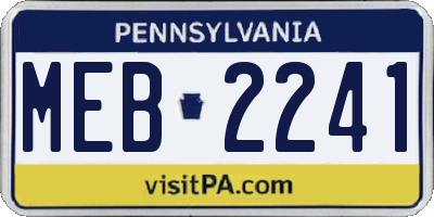 PA license plate MEB2241