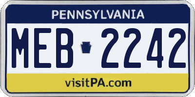 PA license plate MEB2242