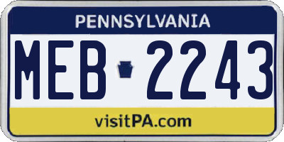 PA license plate MEB2243
