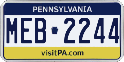 PA license plate MEB2244