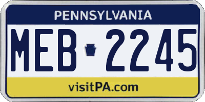 PA license plate MEB2245
